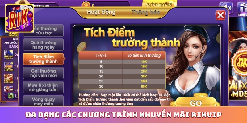 Đa dạng các chương trình khuyến mãi Rikvip